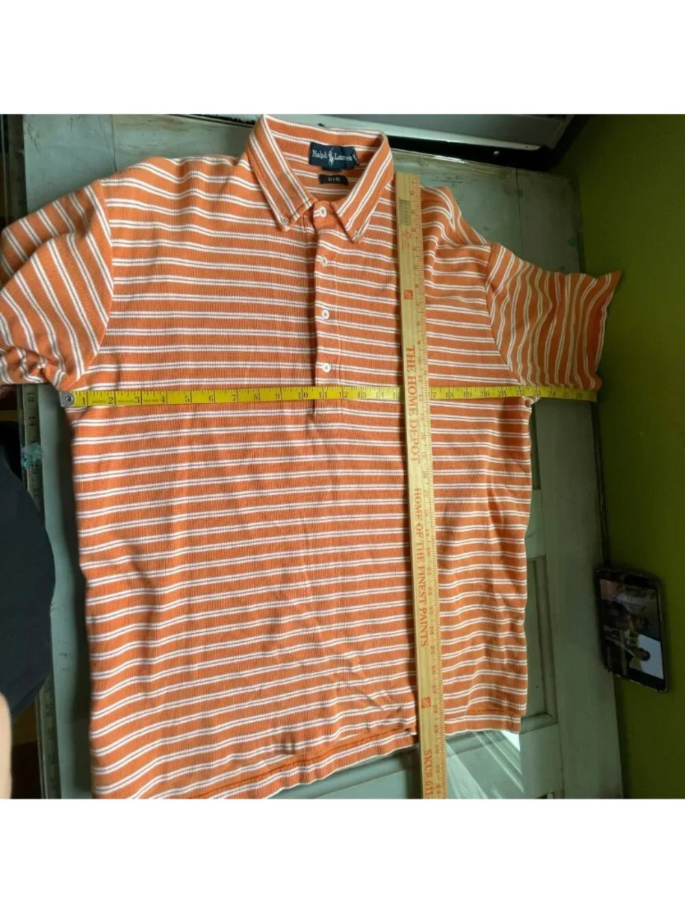 Ralph Lauren Polo Shirt Large Striped Big Shirt Short Sleeve Collared Golf Cotto